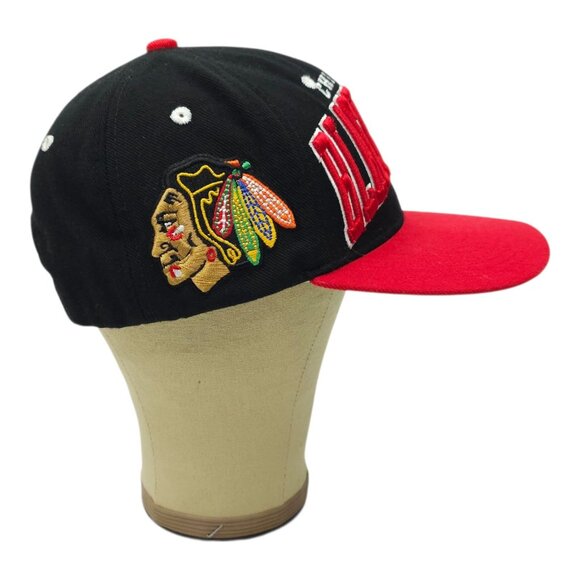 Chicago Blackhawks NHL Cap Vintage Zephyr Snapback Black Red 3D Embroidered Hat - Picture 10 of 13